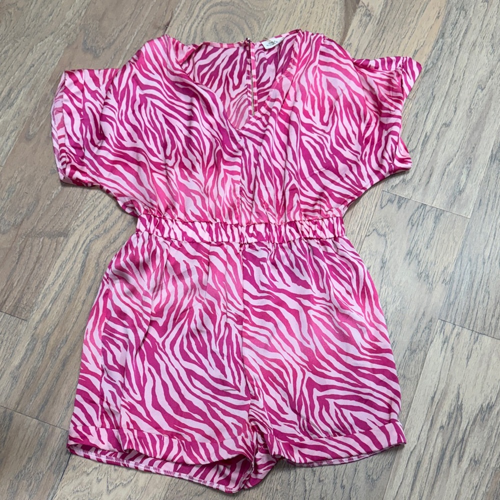 Pink Zebra Print Romper